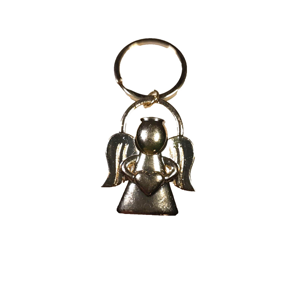 Gold Tone Angel Heart Keychain